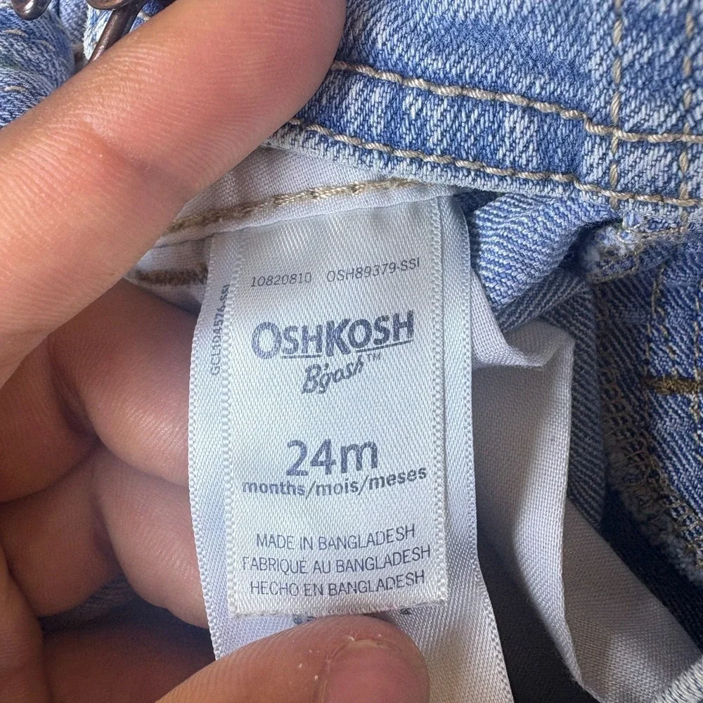 Oshkosh B'gosh Classic Denim One Piece Overalls Toddler 24M Blue Logo Cotton